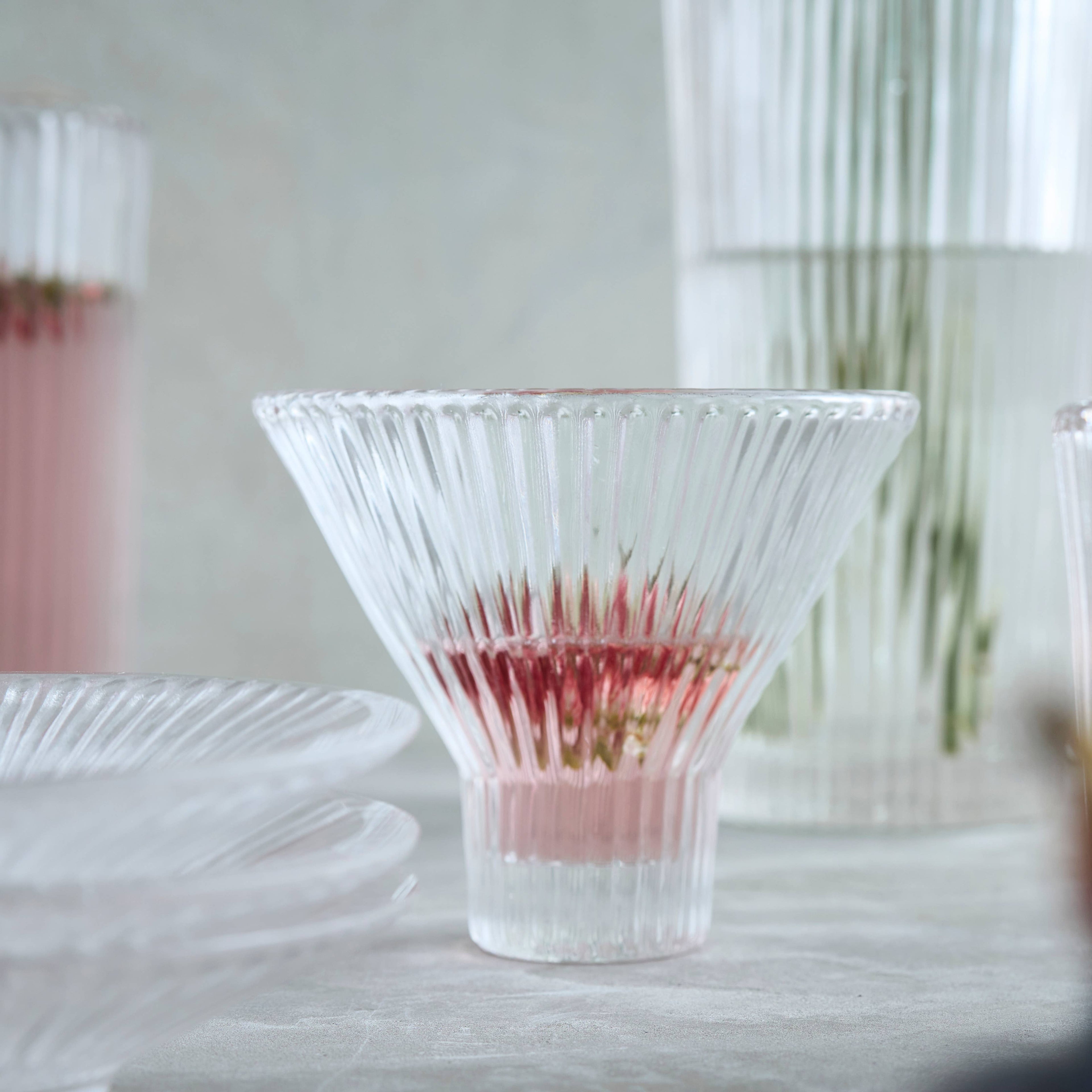 Pressed Clear Martini Glasses - Set of 4