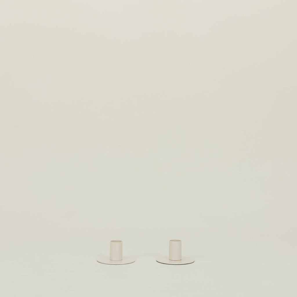 ESSENTIAL METAL CANDLE HOLDERS, SET OF 2 - IVORY