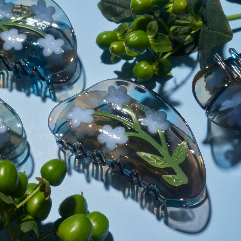 Forget Me Not Claw - Acetate Blue Flowers Hair Clip