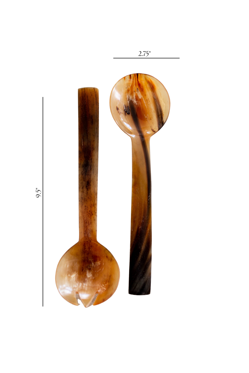 Hand Cut Horn Salad Servers