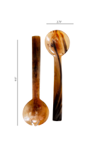 Hand Cut Horn Salad Servers