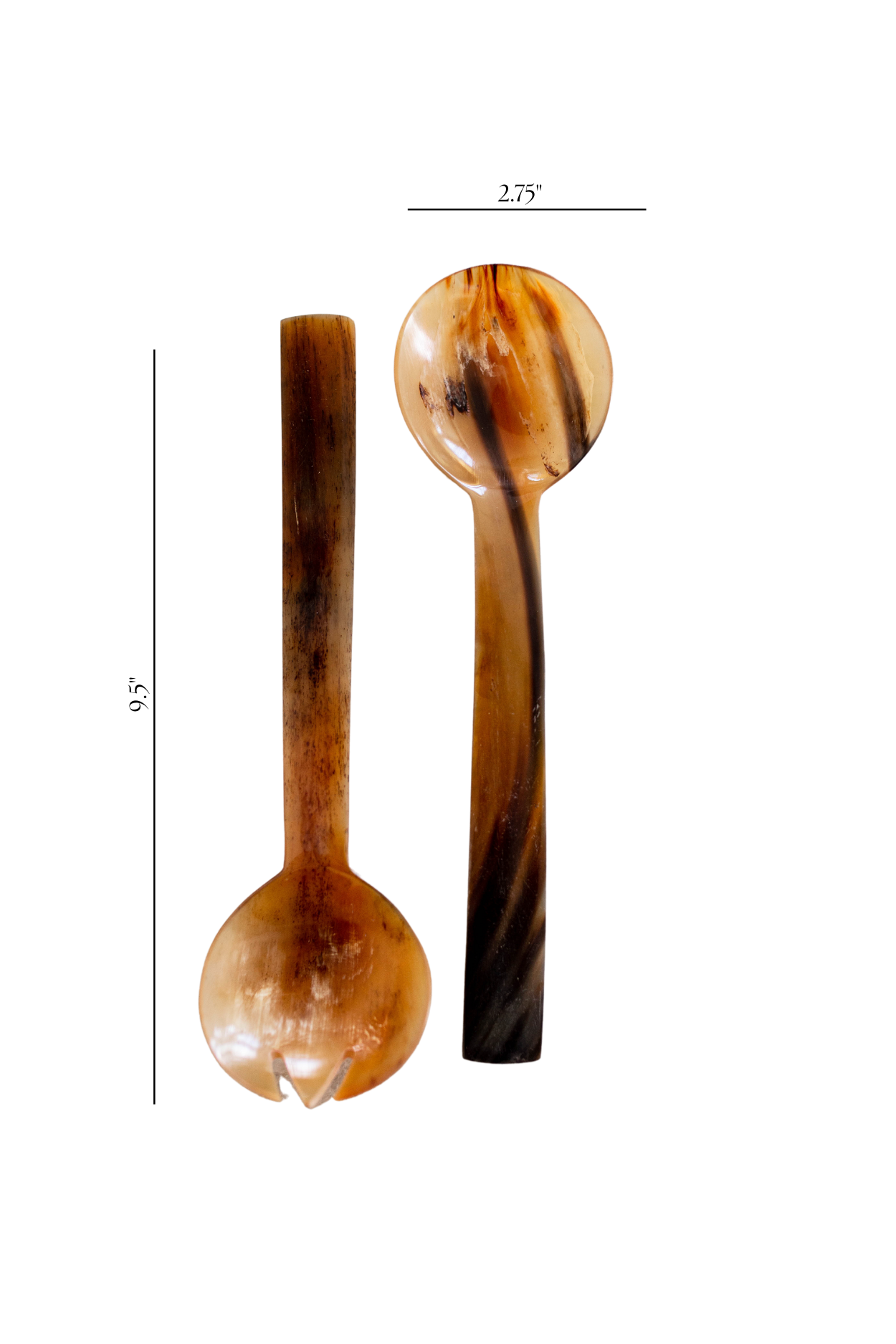 Hand Cut Horn Salad Servers