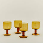 Seeded Glassware, Stemmed, Set of 4, Amber