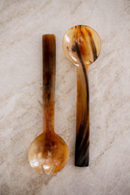Hand Cut Horn Salad Servers