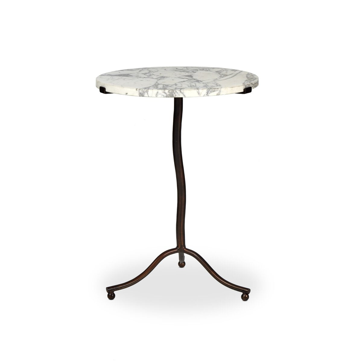 Sophie End Table, Veined White Marble