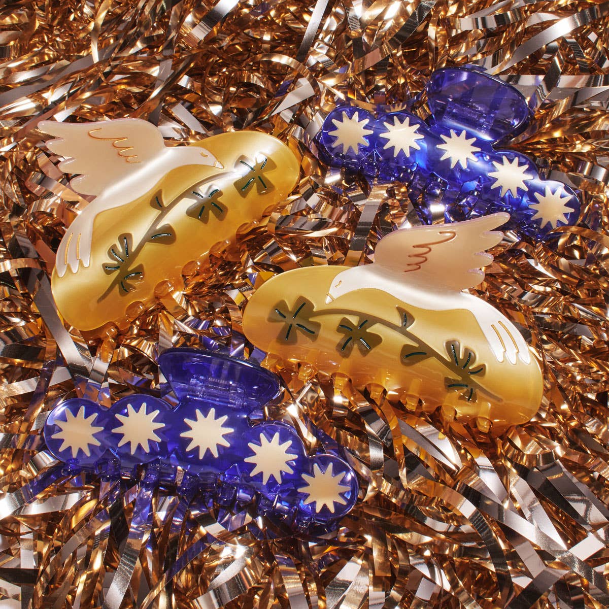 Lucky Dove XL Claw - Bird and Four Leaf Clover Large Clip