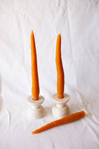 Carrot Beeswax Candles Taper Pair — detail view