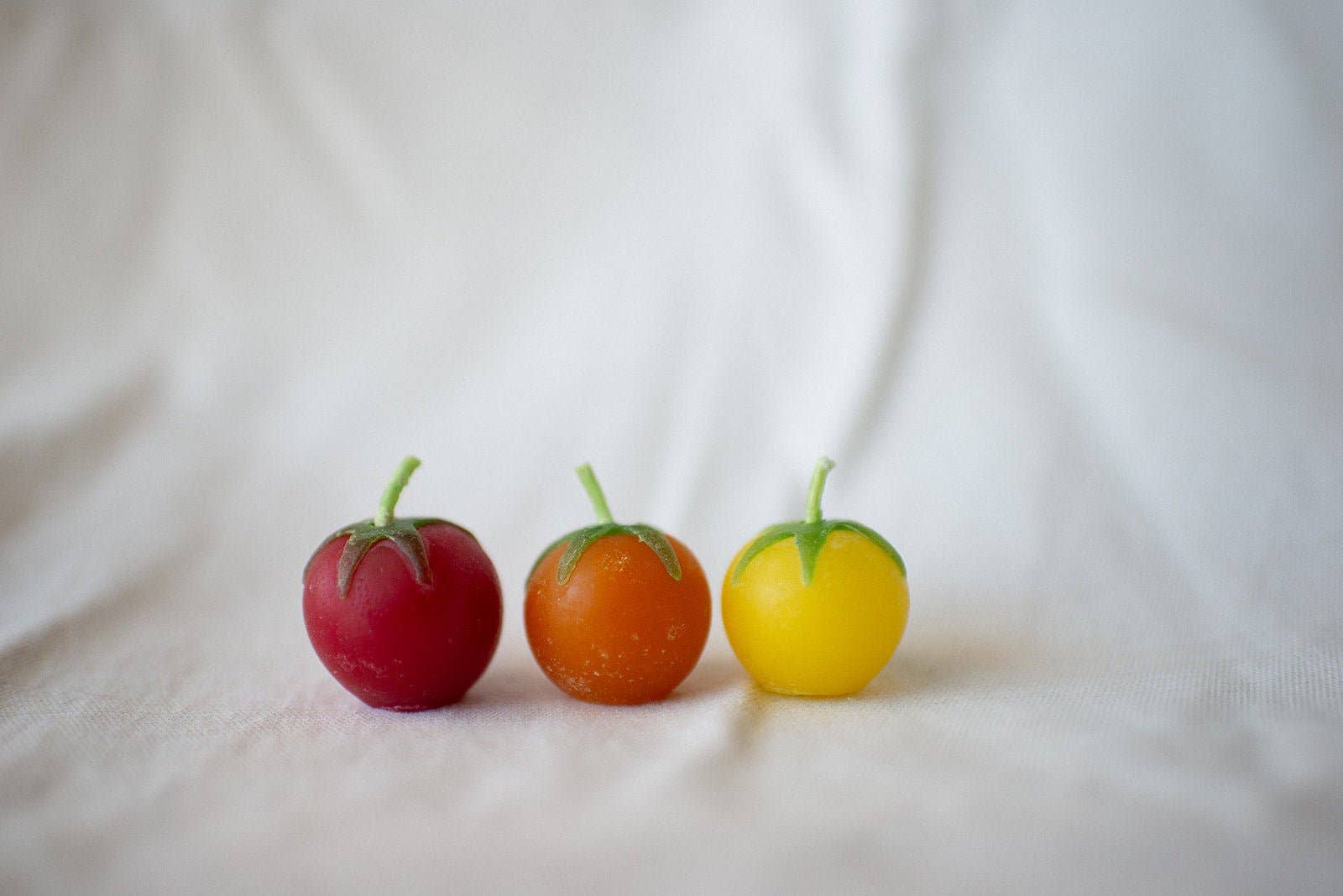 Cherry Tomato Beeswax Birthday Candles 8-count — detail view