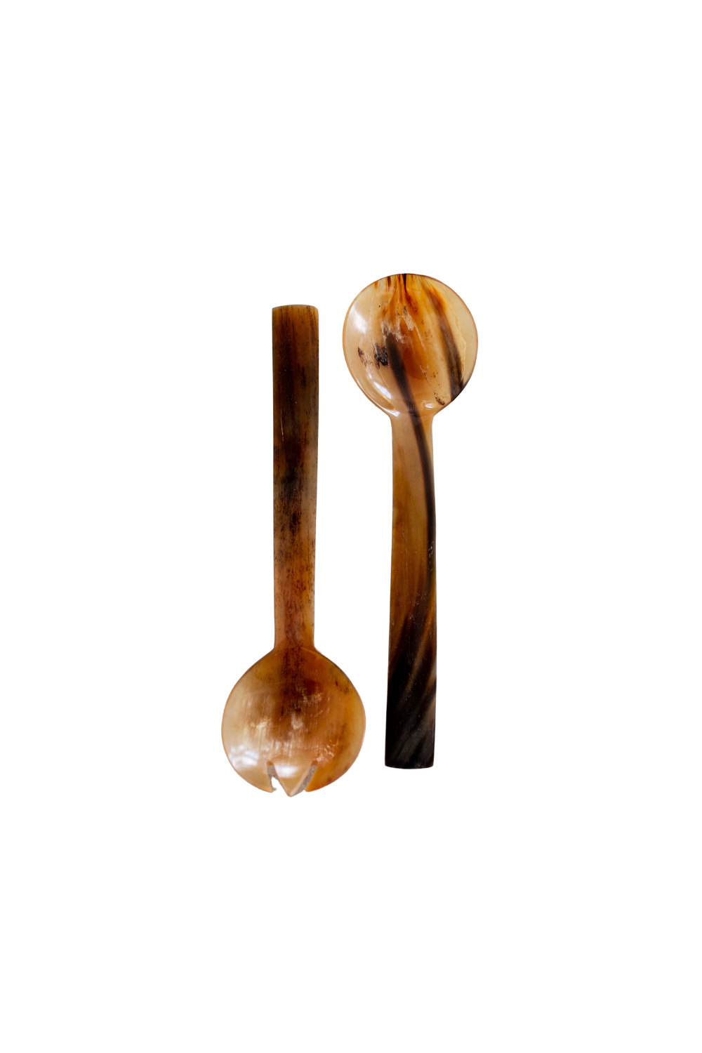 Hand Cut Horn Salad Servers