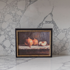 Moody Pomegranate | Gold Beaded Black French Framed Art
