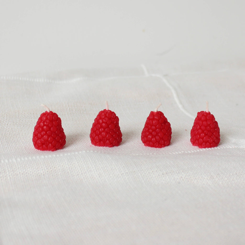 Raspberry Beeswax Birthday Candles - 4 count — styled