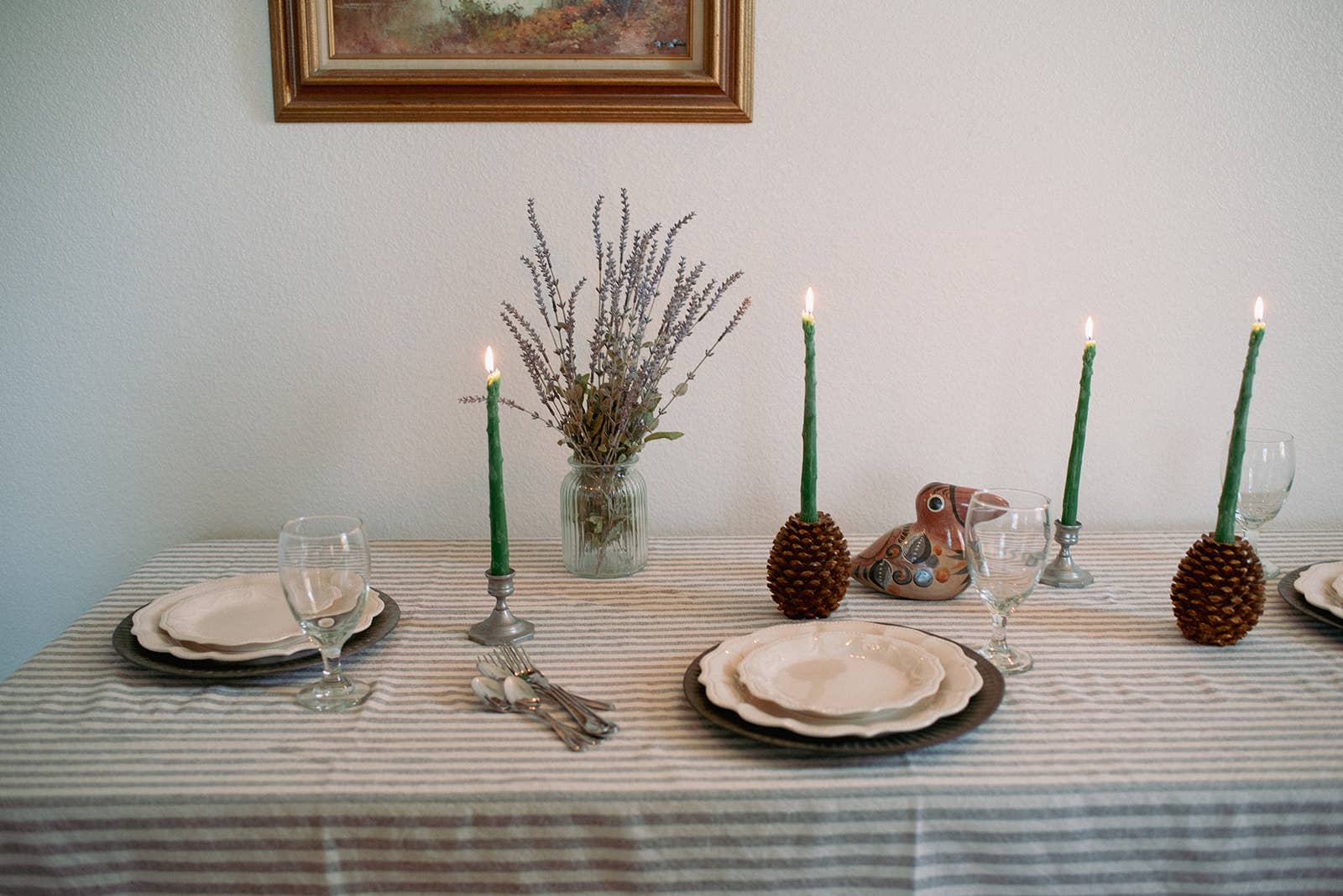 Asparagus Beeswax Candle Taper Pair — view 5
