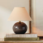 Charlie Mini Lamp - Gray Crackle Glaze - Linen Shade  - 10"