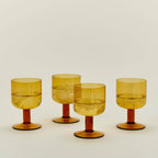 Seeded Glassware, Stemmed, Set of 4, Amber
