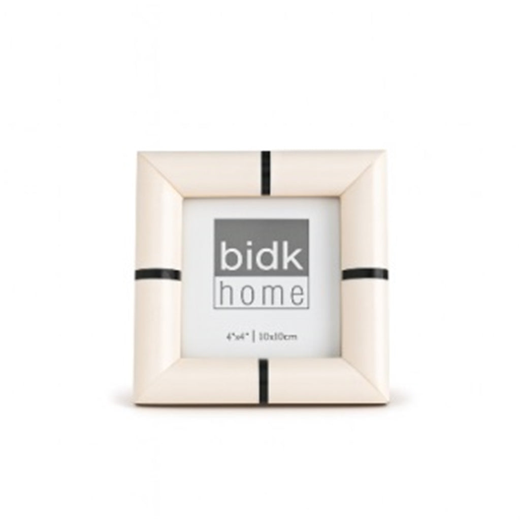 4X4” Bone Frame White & Black Stripe