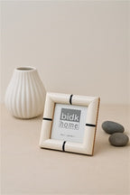 4X4” Bone Frame White & Black Stripe