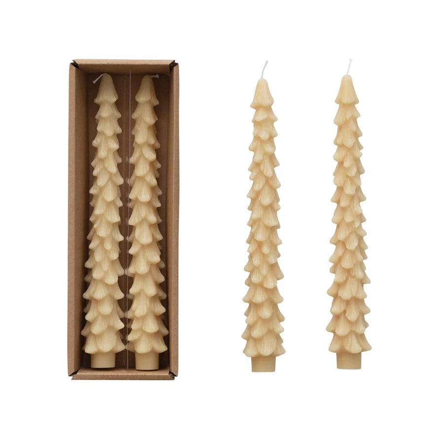 Set of 2 Tree Candles, Eggnog