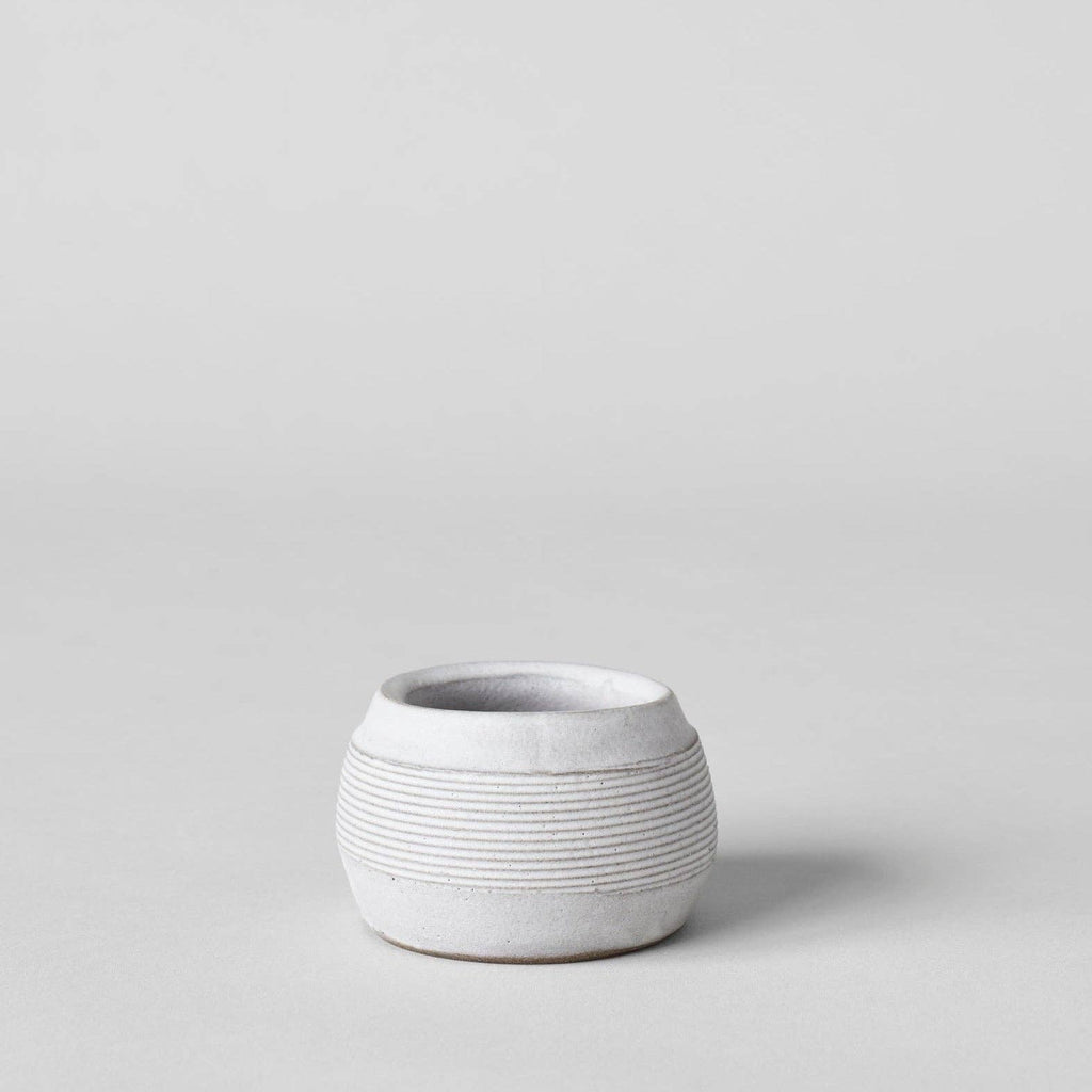 Stoneware Match Strike Pot — styled