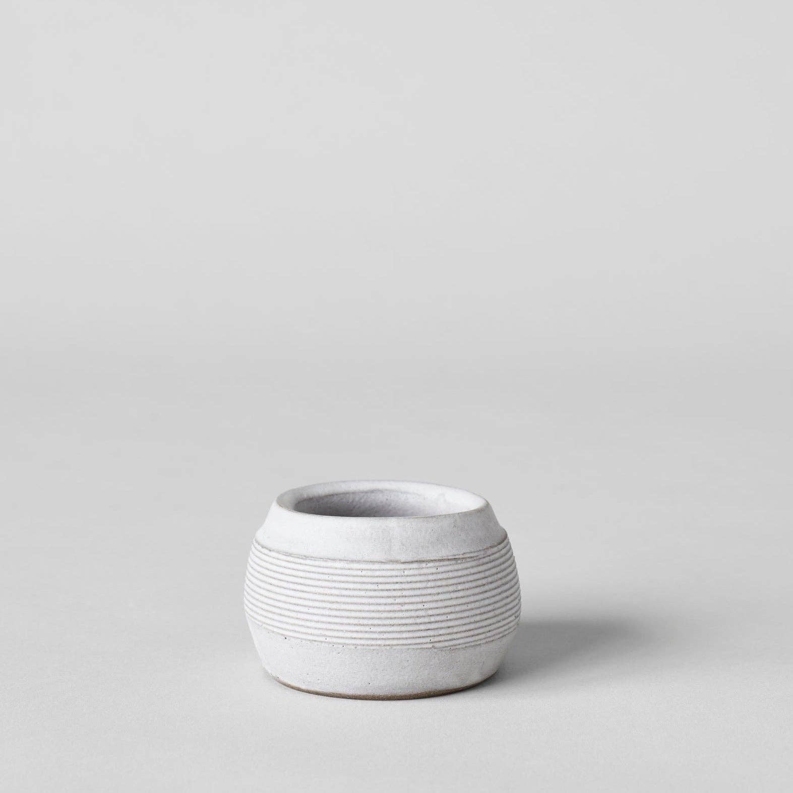 Stoneware Match Strike Pot — styled