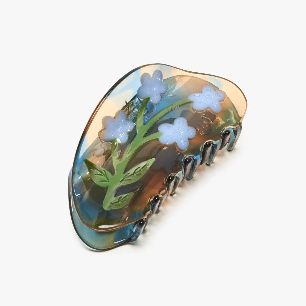 Forget Me Not Claw - Acetate Blue Flowers Hair Clip