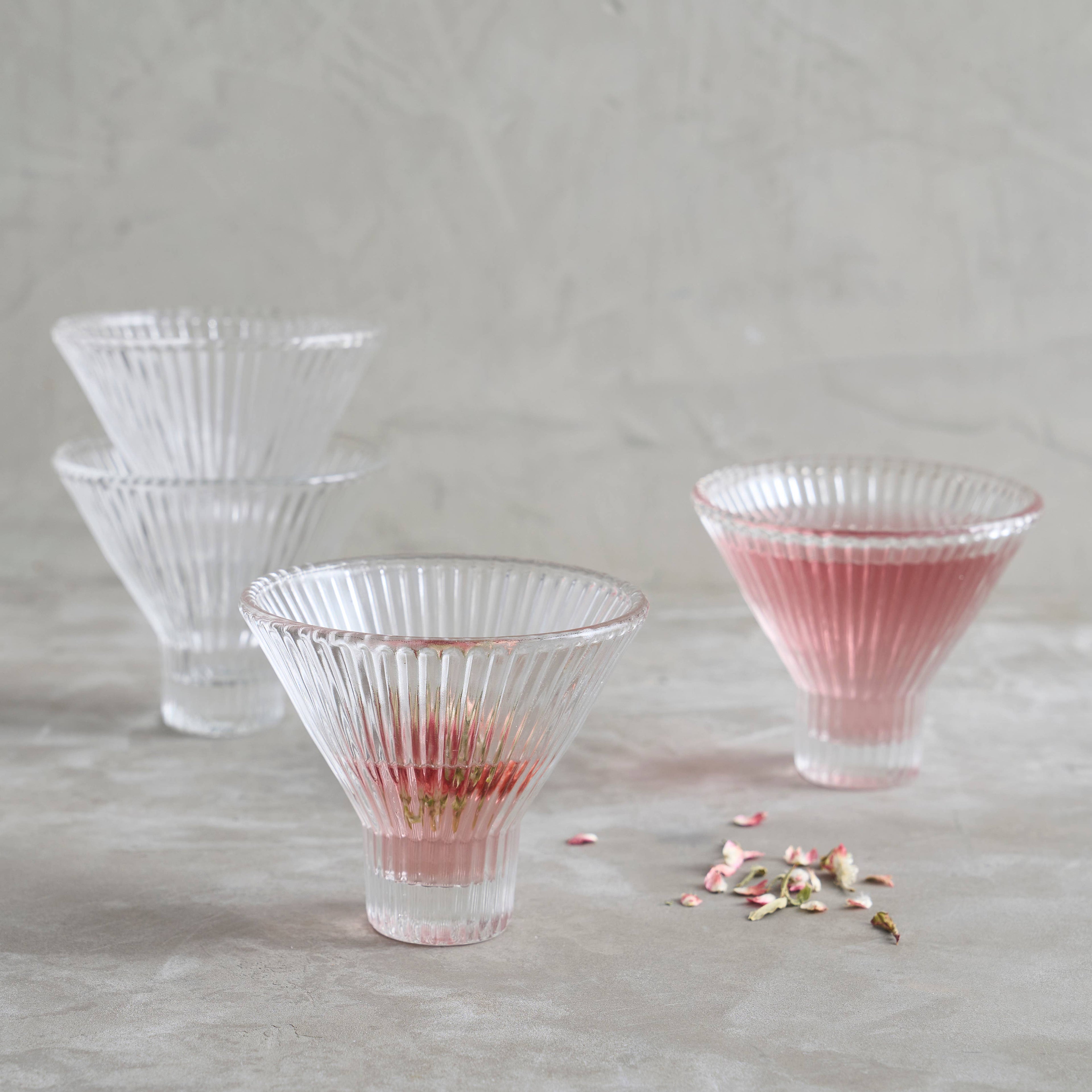 Pressed Clear Martini Glasses - Set of 4