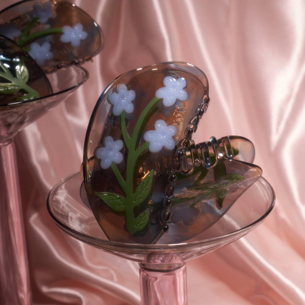 Forget Me Not Claw - Acetate Blue Flowers Hair Clip