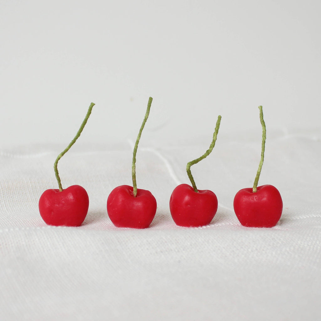 Cherry Beeswax Birthday Candles - 4 count   — detail view