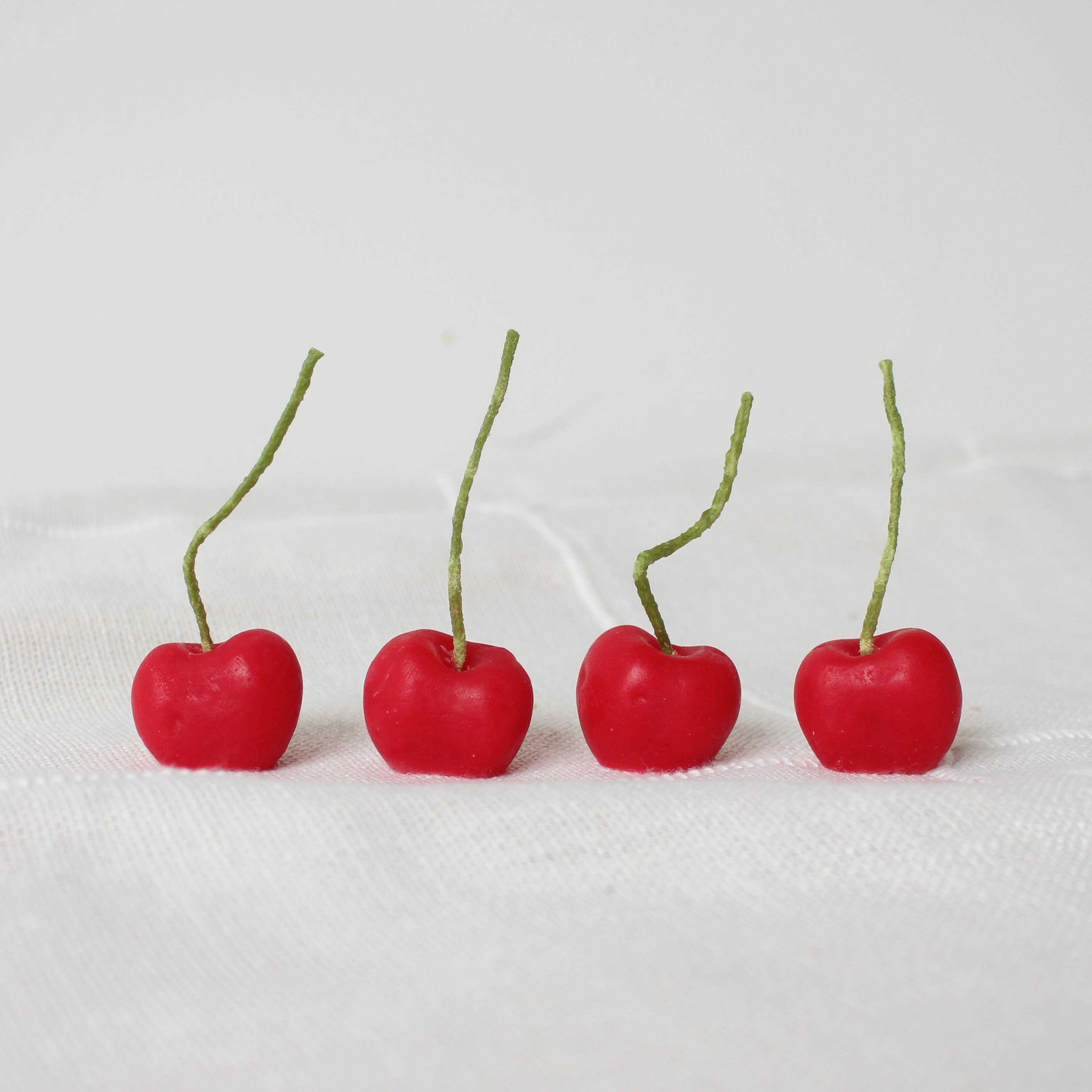 Cherry Beeswax Birthday Candles - 4 count   — detail view