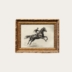 Cavalier Horse Sketch | French Brass Inspired Gold Mould Framed Art