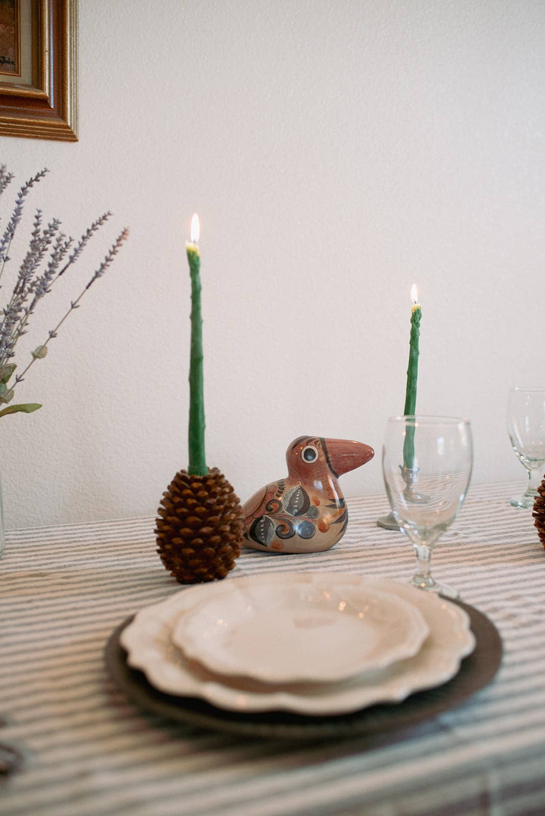 Asparagus Beeswax Candle Taper Pair — view 4