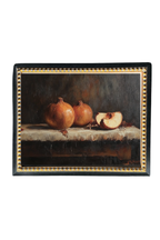 Moody Pomegranate | Gold Beaded Black French Framed Art