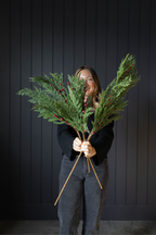 Red Plum Berry Norfolk Cypress Real Touch Stems