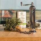The original 'Chrome Mill' - polished 9" pepper grinder — detail view