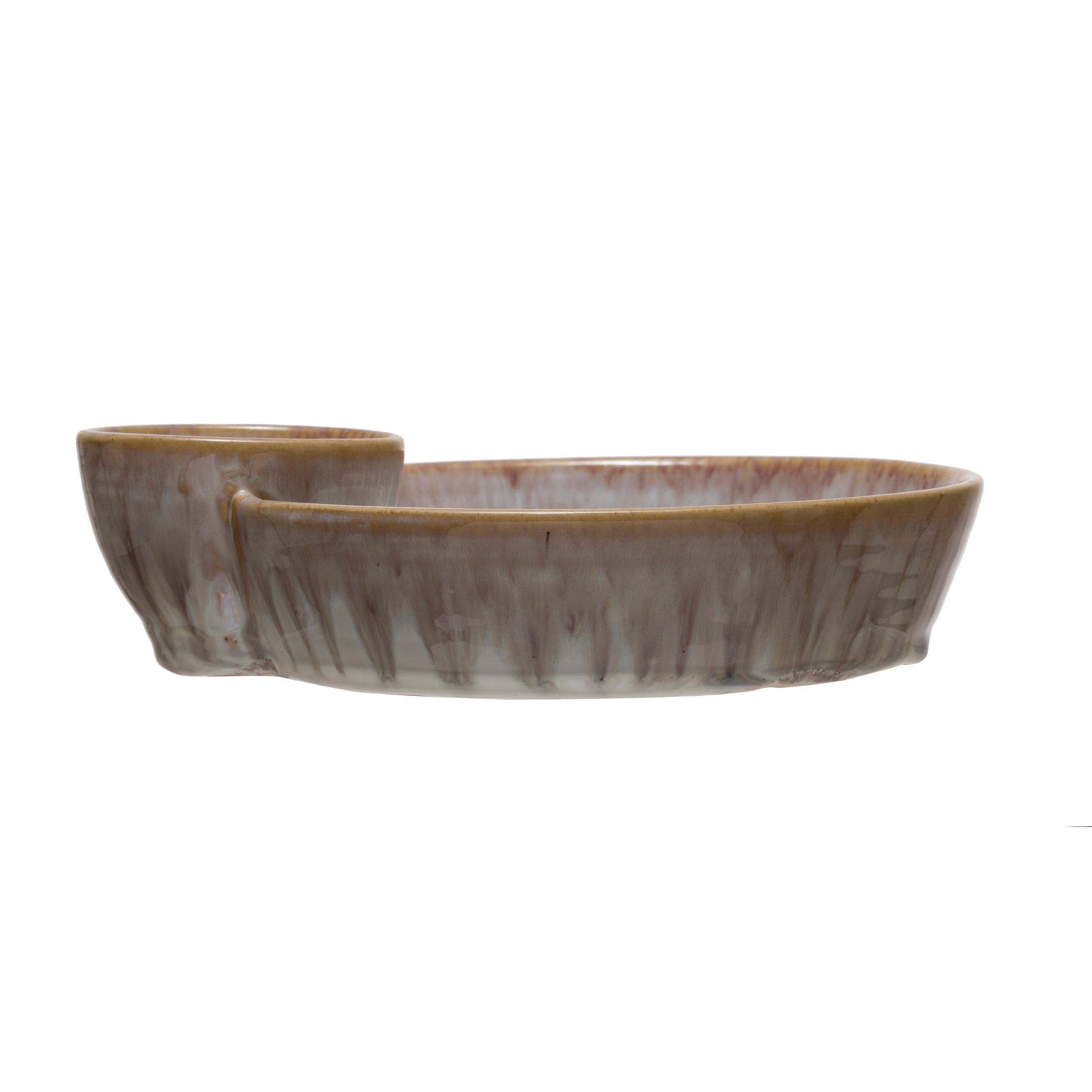 Stoneware Serving Dish with Two Sections, Cream