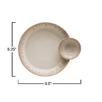 Stoneware Serving Dish with Two Sections, Cream