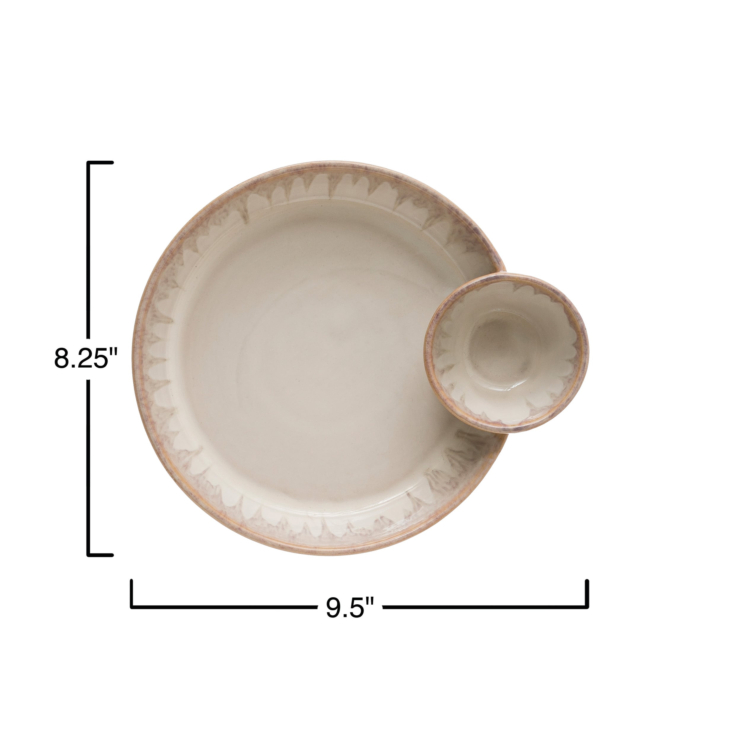 Stoneware Serving Dish with Two Sections, Cream