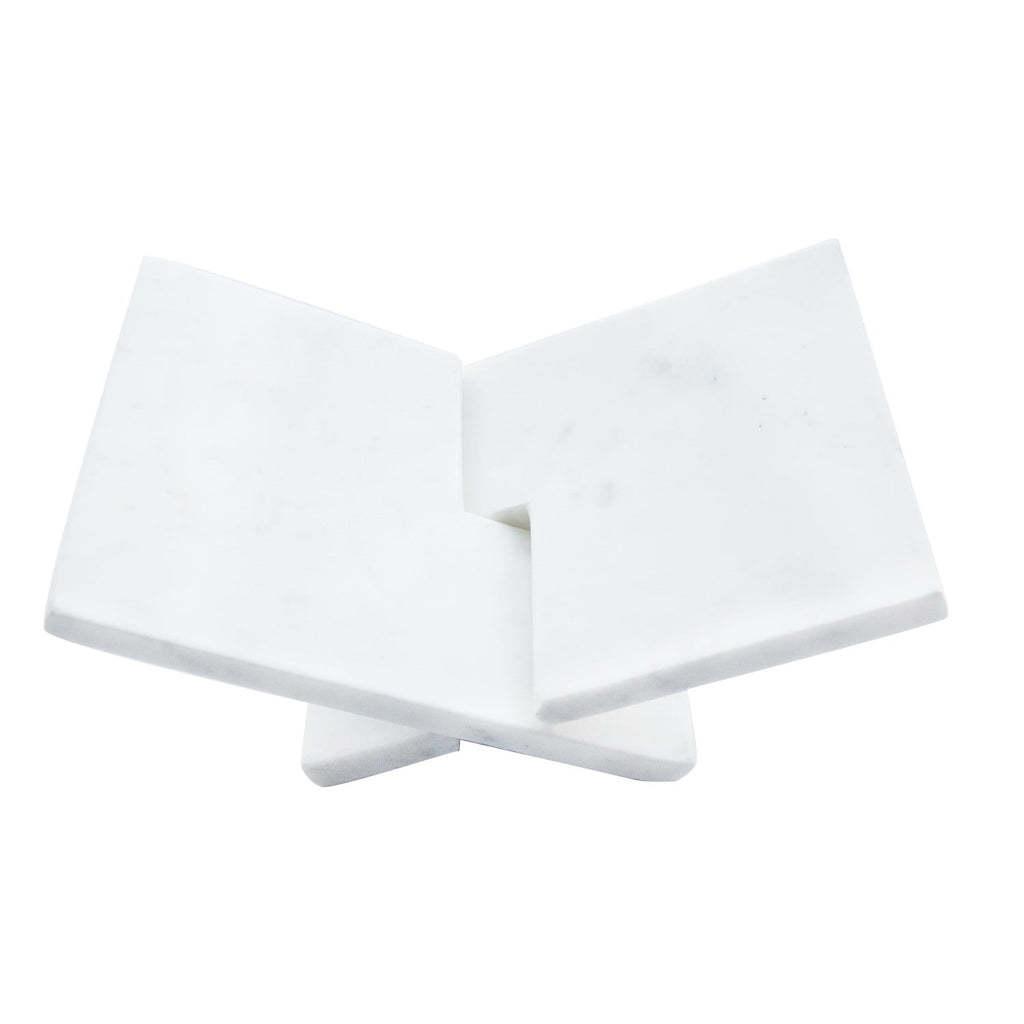 Interlocking Marble Book Holder, White