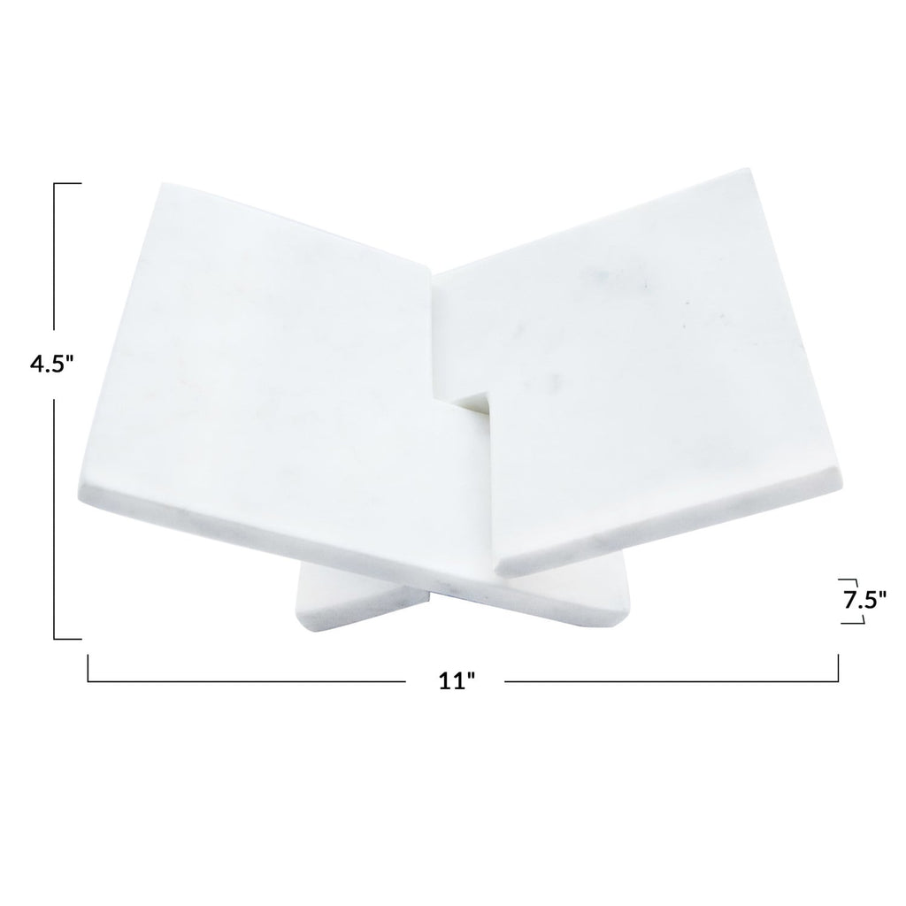 Interlocking Marble Book Holder, White