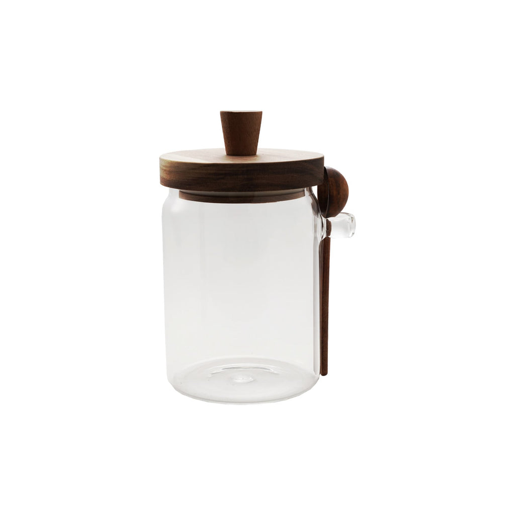 Glass Canister with Acacia Lid & Spoon – Set of 2