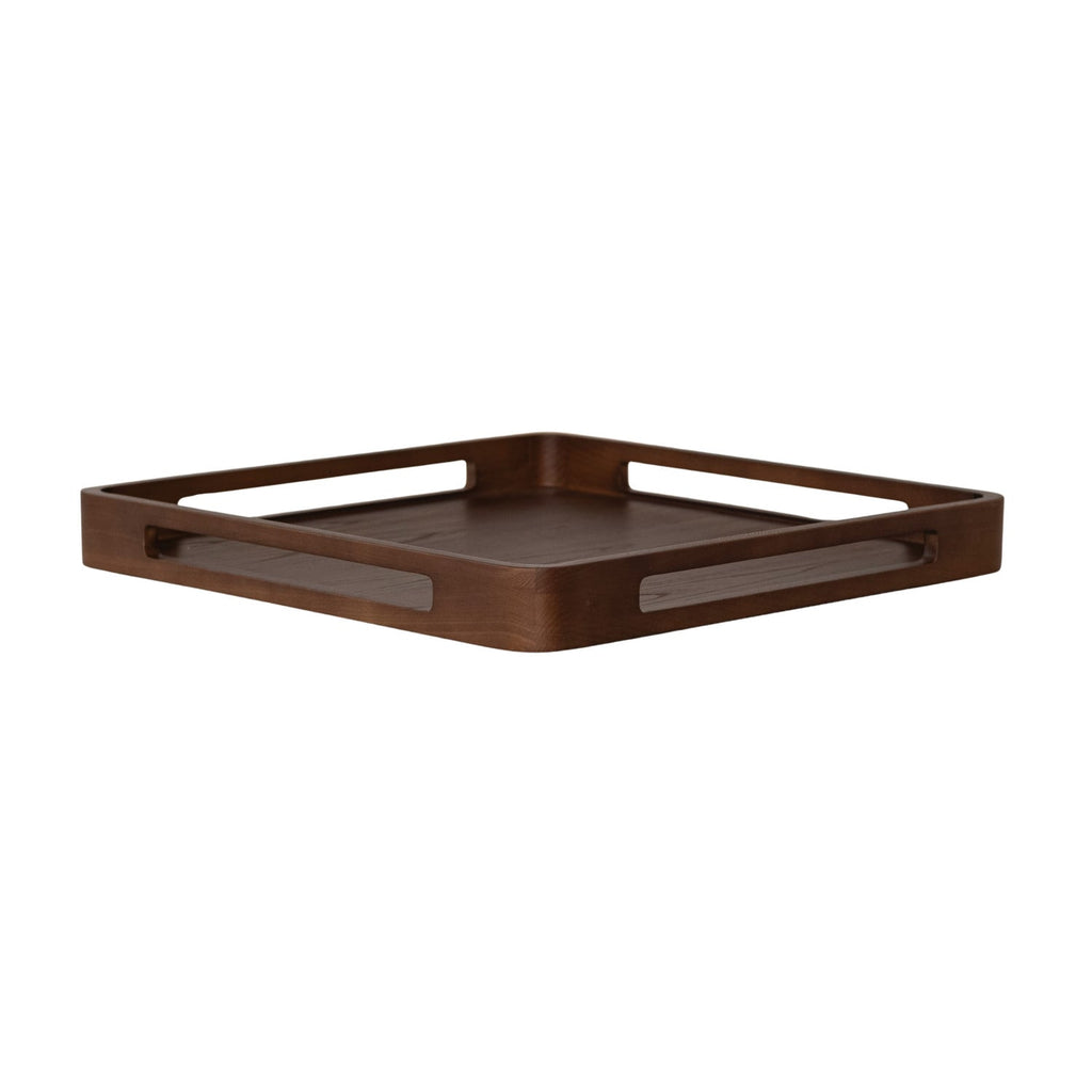 Ash Wood Tray with Handles, Walnut Finish