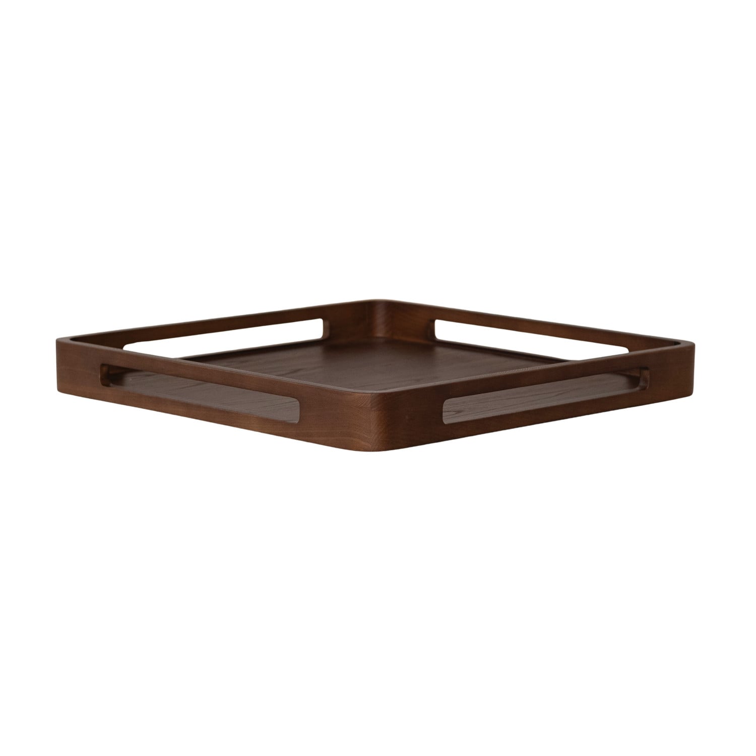 Ash Wood Tray with Handles, Walnut Finish