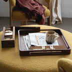Ash Wood Tray with Handles, Walnut Finish