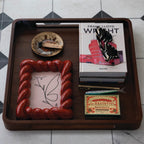 Ash Wood Tray with Handles, Walnut Finish
