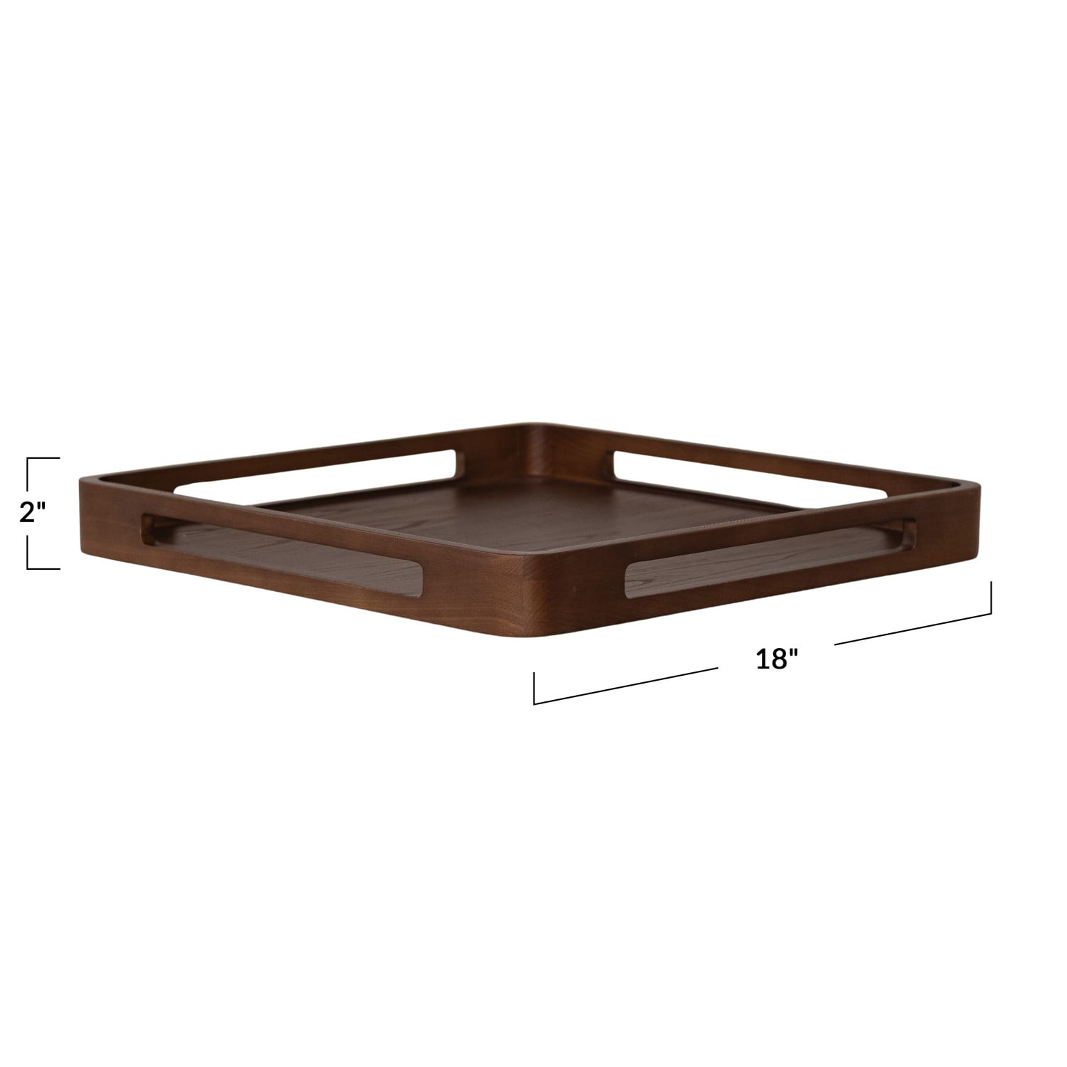 Ash Wood Tray with Handles, Walnut Finish