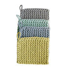 Square Cotton Crocheted Pot Holder, Cool Colors