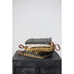 Square Cotton Crocheted Pot Holder with Leather Loop, Neutral