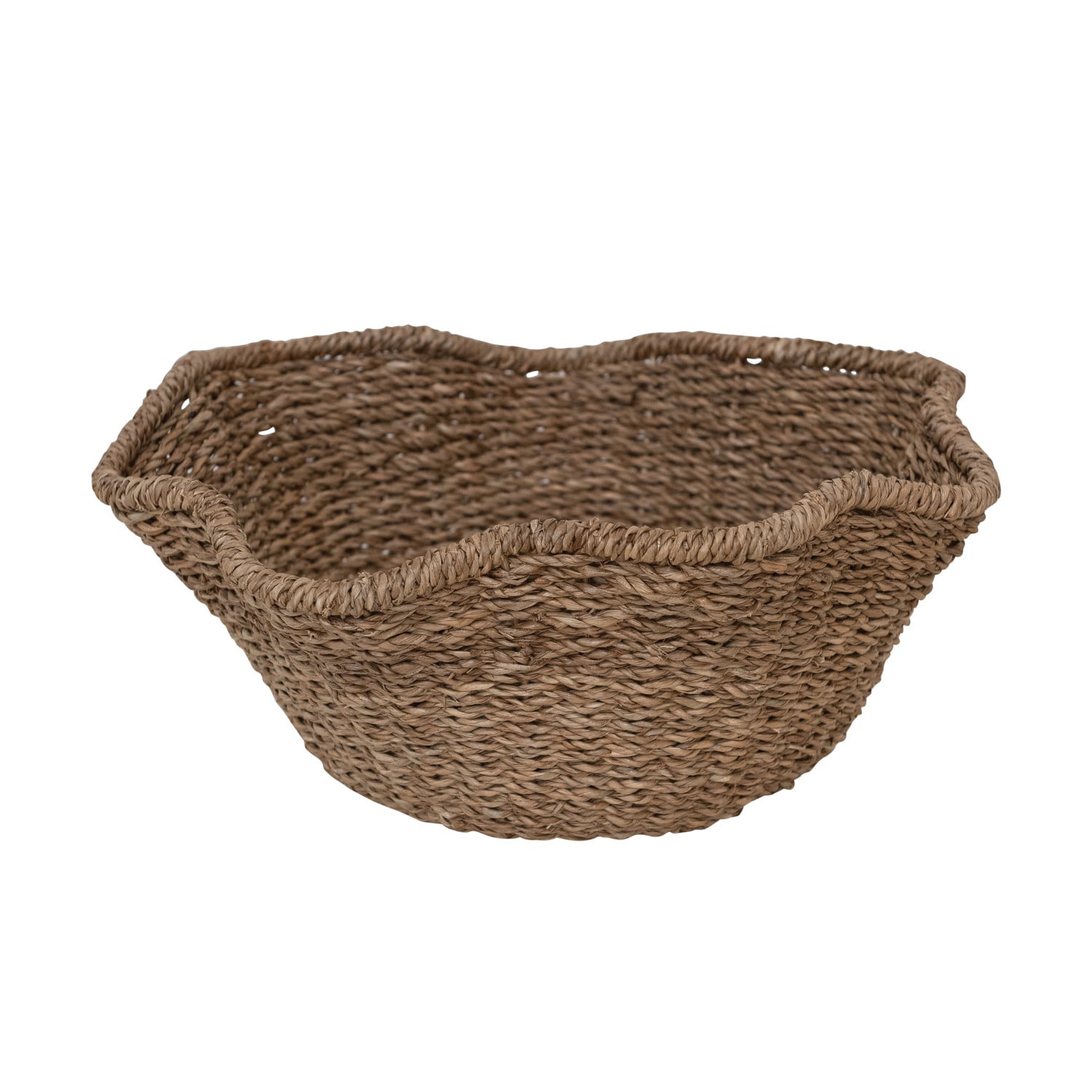 Woven Bankuan & Rattan Ruffled Bowl, Natural