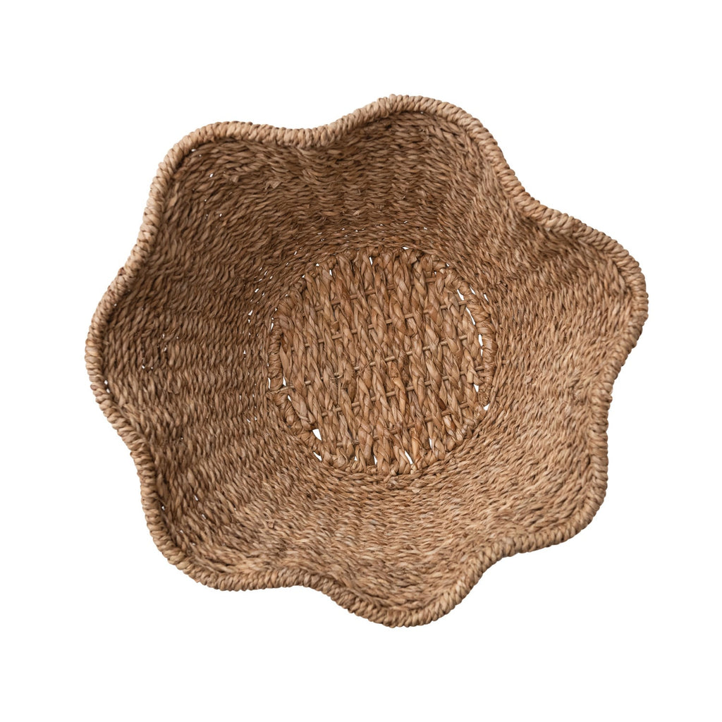 Woven Bankuan & Rattan Ruffled Bowl, Natural