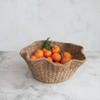 Woven Bankuan & Rattan Ruffled Bowl, Natural