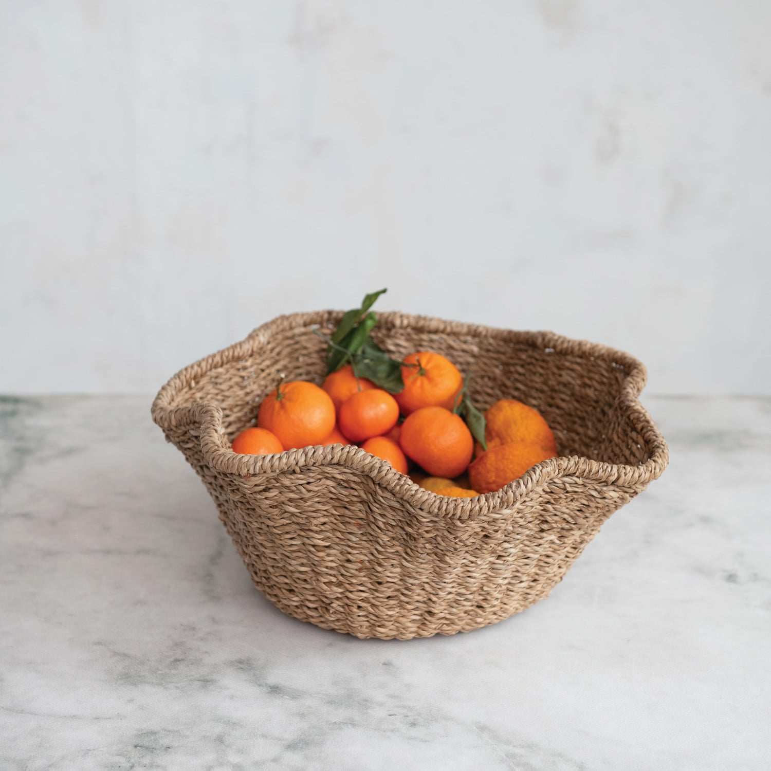 Woven Bankuan & Rattan Ruffled Bowl, Natural